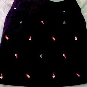 Navy corduroy skirt size 7 holiday embroidery